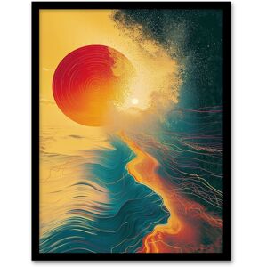 Artery8 Wall Art Print Sunset Waves Surreal Seascape Abstract Painting Art Framed Poster in Black Size: W12" x H16" Black W12" x H16" Artery8 Wall Art Print Sunset Waves Surreal Seascape Abstract Painting Art Framed Poster in Black Size: W12" x H16" Black W12" x H16"