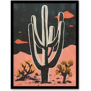 Artery8 Wall Art Print Saguaro Cactus Pink Grey Desert Landscape Art Framed Poster in Black Size: W12" x H16" Black W12" x H16" Artery8 Wall Art Print Saguaro Cactus Pink Grey Desert Landscape Art Framed Poster in Black Size: W12" x H16" Black W12" x H16"