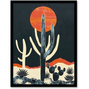 Artery8 Wall Art Print Saguaro Cactus Orange Grey Sun Desert Landscape Art Framed Poster in Black Size: W12" x H16" Black W12" x H16" Artery8 Wall Art Print Saguaro Cactus Orange Grey Sun Desert Landscape Art Framed Poster in Black Size: W12" x H16" Black W12" x H16"