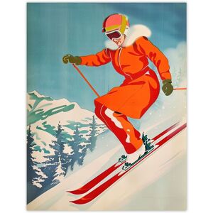 Artery8 Wall Art Print Woman Skier Skiing Mountain Slope Snow Alps Poster in Blue Size: W12" x H16" Blue W12" x H16" Artery8 Wall Art Print Woman Skier Skiing Mountain Slope Snow Alps Poster in Blue Size: W12" x H16" Blue W12" x H16"