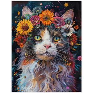Artery8 Wall Art Print Mystic Psychedelic Hippy Cat Flower Crown Abstract Poster Size: W12" x H16" Multicolor W12" x H16" Artery8 Wall Art Print Mystic Psychedelic Hippy Cat Flower Crown Abstract Poster Size: W12" x H16" Multicolor W12" x H16"