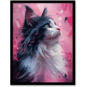 Artery8 Wall Art Print Maine Coon Cat in Hot Pink Painting Animal Lover Art Framed Poster in Black Size: W12" x H16" Black W12" x H16" Artery8 Wall Art Print Maine Coon Cat in Hot Pink Painting Animal Lover Art Framed Poster in Black Size: W12" x H16" Black W12" x H16"