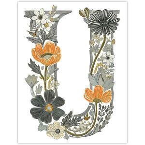 Artery8 Women's Wall Art Print Letter U in Wildflowers Line Drawing Red Delicate Floral Word Art For Her Poster Size: W24" x H32" Multicolor W24" x H32" Artery8 Women's Wall Art Print Letter U in Wildflowers Line Drawing Red Delicate Floral Word Art For Her Poster Size: W24" x H32" Multicolor W24" x H32"
