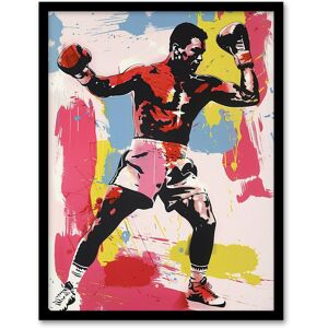 Artery8 Boxer Sport Portrait Boxing Gloves Colourful Bold Framed Art Print Size: A4 Multicolor A4 Artery8 Boxer Sport Portrait Boxing Gloves Colourful Bold Framed Art Print Size: A4 Multicolor A4