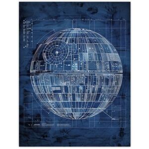 Artery8 Space Station Blueprint Star Design Death Wall Art Print in Blue Size: W12" x H16" Blue W12" x H16" Artery8 Space Station Blueprint Star Design Death Wall Art Print in Blue Size: W12" x H16" Blue W12" x H16"