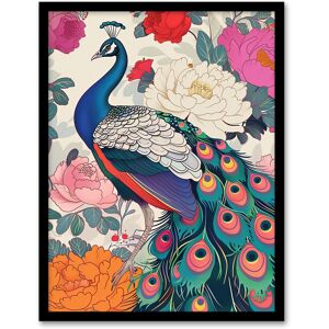 Artery8 Peacock Bird with Peony Flower Pattern Design Framed Art Print in Pink Size: W12" x H16" Pink W12" x H16" Artery8 Peacock Bird with Peony Flower Pattern Design Framed Art Print in Pink Size: W12" x H16" Pink W12" x H16"