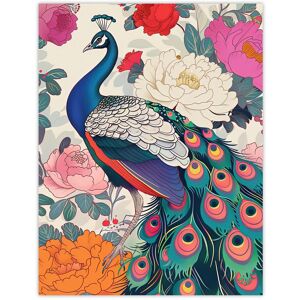Artery8 Peacock Bird with Peony Flower Pattern Design Wall Art Print in Pink Size: W12" x H16" Pink W12" x H16" Artery8 Peacock Bird with Peony Flower Pattern Design Wall Art Print in Pink Size: W12" x H16" Pink W12" x H16"