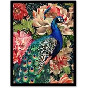Artery8 Peacock Bird with Flower Pattern Stylised Design Framed Art Print in Green Size: W12" x H16" Green W12" x H16" Artery8 Peacock Bird with Flower Pattern Stylised Design Framed Art Print in Green Size: W12" x H16" Green W12" x H16"