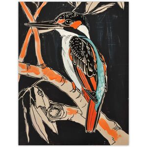 Artery8 Modernist Kingfisher Bird on Branch Black Orange Wall Art Print Size: W12" x H16" Black W12" x H16" Artery8 Modernist Kingfisher Bird on Branch Black Orange Wall Art Print Size: W12" x H16" Black W12" x H16"