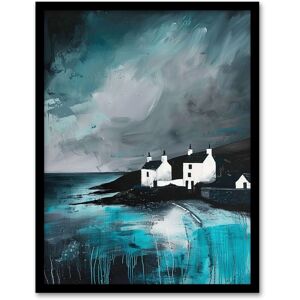 Artery8 Coastal Cottages Oil Painting Grey Sky Scotland Framed Art Print Size: W12" x H16" Grey W12" x H16" Artery8 Coastal Cottages Oil Painting Grey Sky Scotland Framed Art Print Size: W12" x H16" Grey W12" x H16"