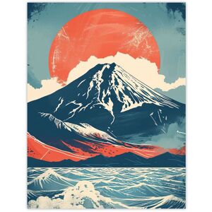 Artery8 Mount Fuji Sun Japanese Bold Artwork Blue Orange Wall Art Print Size: W12" x H16" Blue W12" x H16" Artery8 Mount Fuji Sun Japanese Bold Artwork Blue Orange Wall Art Print Size: W12" x H16" Blue W12" x H16"