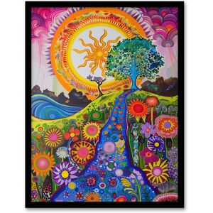 Artery8 Bright Colourful Hippy Artwork Flowers Sun Trees Framed Art Print Size: W12" x H16" Multicolor W12" x H16" Artery8 Bright Colourful Hippy Artwork Flowers Sun Trees Framed Art Print Size: W12" x H16" Multicolor W12" x H16"