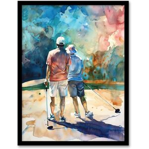Artery8 Two Golfer Friends in Bunker - Framed Art Print Artery8 Two Golfer Friends in Bunker - Framed Art Print