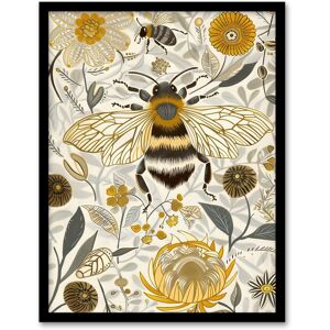 Artery8 Honey Bee Flowers Bright Stylised Floral Design Framed Art Print in Yellow Size: W12" x H16" Yellow W12" x H16" Artery8 Honey Bee Flowers Bright Stylised Floral Design Framed Art Print in Yellow Size: W12" x H16" Yellow W12" x H16"