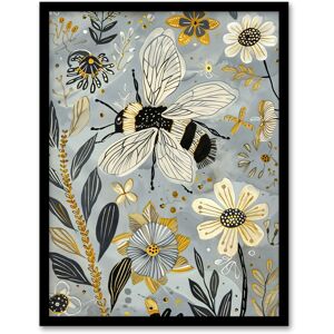 Artery8 Spring Flower Honey Bee Rustic Floral Design Framed Art Print in Blue Size: W12" x H16" Blue W12" x H16" Artery8 Spring Flower Honey Bee Rustic Floral Design Framed Art Print in Blue Size: W12" x H16" Blue W12" x H16"