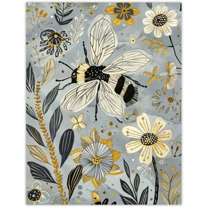 Artery8 Spring Flower Honey Bee Rustic Floral Design Wall Art Print in Blue Size: W12" x H16" Blue W12" x H16" Artery8 Spring Flower Honey Bee Rustic Floral Design Wall Art Print in Blue Size: W12" x H16" Blue W12" x H16"