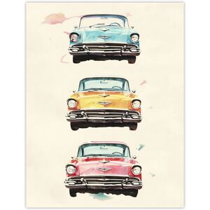 Artery8 3 Three Classic Vintage Cars Watercolour Modern Wall Art Print in Beige Size: W12" x H16" Beige W12" x H16" Artery8 3 Three Classic Vintage Cars Watercolour Modern Wall Art Print in Beige Size: W12" x H16" Beige W12" x H16"