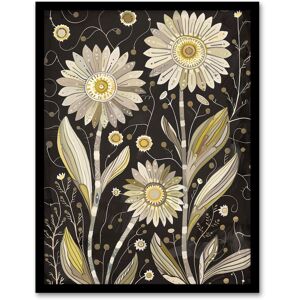 Artery8 Dark Daisy Flowers Artwork Rustic Floral Quirky Framed Art Print in Black Size: W12" x H16" Black W12" x H16" Artery8 Dark Daisy Flowers Artwork Rustic Floral Quirky Framed Art Print in Black Size: W12" x H16" Black W12" x H16"