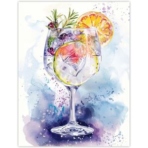 Artery8 Sloe Gin Tonic Fruit Cocktail Modern Watercolour Wall Art Print in Blue Size: W18" x H24" Blue W18" x H24" Artery8 Sloe Gin Tonic Fruit Cocktail Modern Watercolour Wall Art Print in Blue Size: W18" x H24" Blue W18" x H24"