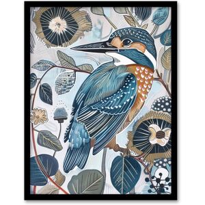 Artery8 Kingfisher Bird Wildflowers Artwork Blue Floral Framed Art Print Size: W12" x H16" Blue W12" x H16" Artery8 Kingfisher Bird Wildflowers Artwork Blue Floral Framed Art Print Size: W12" x H16" Blue W12" x H16"