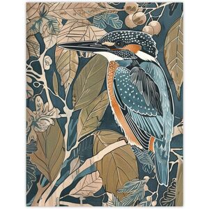 Artery8 Kingfisher Bird on Tree Branch Blue Botanical Wall Art Print Size: W12" x H16" Blue W12" x H16" Artery8 Kingfisher Bird on Tree Branch Blue Botanical Wall Art Print Size: W12" x H16" Blue W12" x H16"