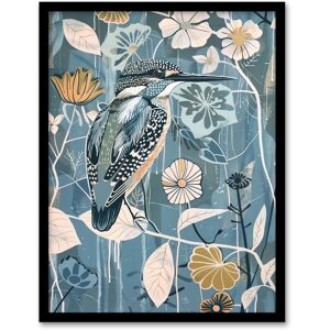 Artery8 Blue Kingfisher Bird Floral Branch Flower Pattern Framed Art Print Size: W12" x H16" Blue W12" x H16" Artery8 Blue Kingfisher Bird Floral Branch Flower Pattern Framed Art Print Size: W12" x H16" Blue W12" x H16"