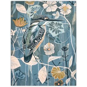 Artery8 Blue Kingfisher Bird Floral Branch Flower Pattern Wall Art Print Size: W12" x H16" Blue W12" x H16" Artery8 Blue Kingfisher Bird Floral Branch Flower Pattern Wall Art Print Size: W12" x H16" Blue W12" x H16"