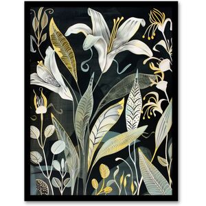 Artery8 Lily Flowers Dark Stylised Floral Painting Framed Art Print in Black Size: W12" x H16" Black W12" x H16" Artery8 Lily Flowers Dark Stylised Floral Painting Framed Art Print in Black Size: W12" x H16" Black W12" x H16"