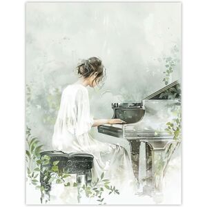 Artery8 Pianist Playing Piano Misty Forest Watercolour Wall Art Print in Green Size: W12" x H16" Green W12" x H16" Artery8 Pianist Playing Piano Misty Forest Watercolour Wall Art Print in Green Size: W12" x H16" Green W12" x H16"