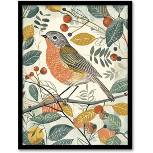 Artery8 Robin Bird Garden Shrub Leaves Bright Painting Framed Art Print Size: W12" x H16" Multicolor W12" x H16" Artery8 Robin Bird Garden Shrub Leaves Bright Painting Framed Art Print Size: W12" x H16" Multicolor W12" x H16"
