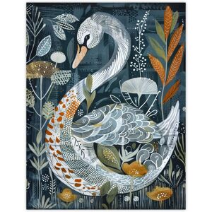 Artery8 Stylised Nature Pattern Swan Folk Art Painting Wall Art Print in Blue Size: W24" x H32" Blue W24" x H32" Artery8 Stylised Nature Pattern Swan Folk Art Painting Wall Art Print in Blue Size: W24" x H32" Blue W24" x H32"