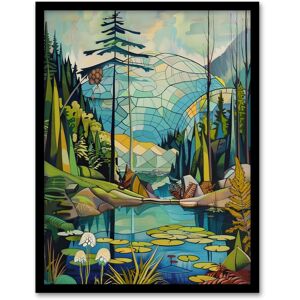 Artery8 The Eden Project Eco Dome Stylised Painting Hippy Framed Art Print in Blue Size: W12" x H16" Blue W12" x H16" Artery8 The Eden Project Eco Dome Stylised Painting Hippy Framed Art Print in Blue Size: W12" x H16" Blue W12" x H16"