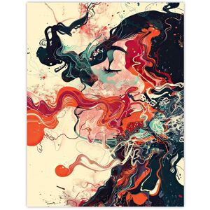 Artery8 Inhale Trippy Lady Profile Design Psychedelic Wall Art Print in Red Size: W18" x H24" Red W18" x H24" Artery8 Inhale Trippy Lady Profile Design Psychedelic Wall Art Print in Red Size: W18" x H24" Red W18" x H24"