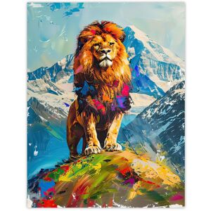 Artery8 Colourful Lion Nature Animal Lover Mountain King Wall Art Print in Blue Size: W24" x H32" Blue W24" x H32" Artery8 Colourful Lion Nature Animal Lover Mountain King Wall Art Print in Blue Size: W24" x H32" Blue W24" x H32"
