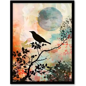 Artery8 Bird in Tree Sunset Artwork Calm Peaceful Nature Framed Art Print Size: A4 Multicolor A4 Artery8 Bird in Tree Sunset Artwork Calm Peaceful Nature Framed Art Print Size: A4 Multicolor A4