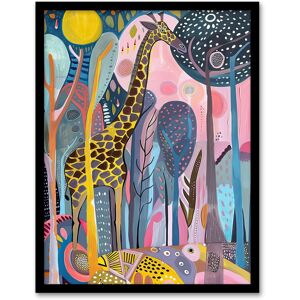 Artery8 Quirky Giraffe Folk Art Colourful Trees Painting Framed Art Print Size: W12" x H16" Multicolor W12" x H16" Artery8 Quirky Giraffe Folk Art Colourful Trees Painting Framed Art Print Size: W12" x H16" Multicolor W12" x H16"
