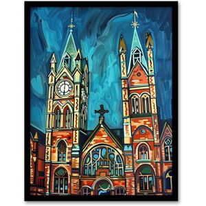 Artery8 Bremen Cathedral St Peter Church Vibrant Painting Framed Art Print in Blue Size: W12" x H16" Blue W12" x H16" Artery8 Bremen Cathedral St Peter Church Vibrant Painting Framed Art Print in Blue Size: W12" x H16" Blue W12" x H16"