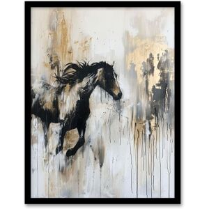 Artery8 Wild Horse Fantasy Black Gold Bright Oil Painting Framed Art Print in Grey Size: W12" x H16" Grey W12" x H16" Artery8 Wild Horse Fantasy Black Gold Bright Oil Painting Framed Art Print in Grey Size: W12" x H16" Grey W12" x H16"