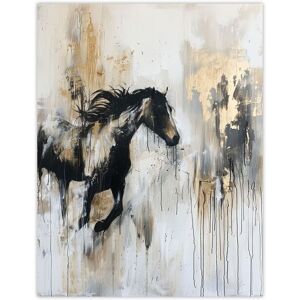 Artery8 Wild Horse Fantasy Black Gold Bright Oil Painting Wall Art Print in Grey Size: W12" x H16" Grey W12" x H16" Artery8 Wild Horse Fantasy Black Gold Bright Oil Painting Wall Art Print in Grey Size: W12" x H16" Grey W12" x H16"