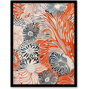 Artery8 Floral Line Pattern Orange Blue Bright Design Framed Art Print Size: W12" x H16" Orange W12" x H16" Artery8 Floral Line Pattern Orange Blue Bright Design Framed Art Print Size: W12" x H16" Orange W12" x H16"