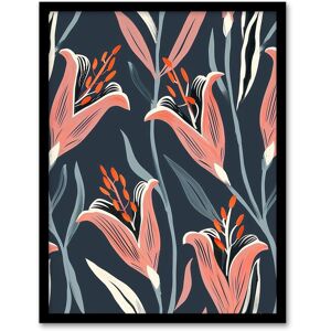 Artery8 Pink Lily Flower Pattern Stylised Floral Design Framed Art Print Size: W12" x H16" Pink W12" x H16" Artery8 Pink Lily Flower Pattern Stylised Floral Design Framed Art Print Size: W12" x H16" Pink W12" x H16"