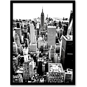 Artery8 New York Aerial View Black White High Contrast Framed Art Print Size: W12" x H16" White W12" x H16" Artery8 New York Aerial View Black White High Contrast Framed Art Print Size: W12" x H16" White W12" x H16"