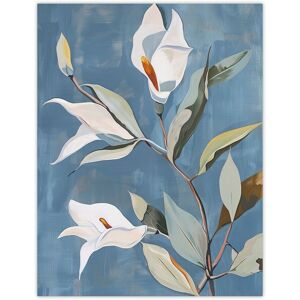 Artery8 Elegant Peace Lily Flower Blooming Soft Floral Wall Art Print in Blue Size: W12" x H16" Blue W12" x H16" Artery8 Elegant Peace Lily Flower Blooming Soft Floral Wall Art Print in Blue Size: W12" x H16" Blue W12" x H16"