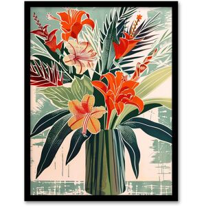 Artery8 Exotic Red Orange Lily Flower Vase Floral Spring Framed Art Print Size: W12" x H16" Multicolor W12" x H16" Artery8 Exotic Red Orange Lily Flower Vase Floral Spring Framed Art Print Size: W12" x H16" Multicolor W12" x H16"