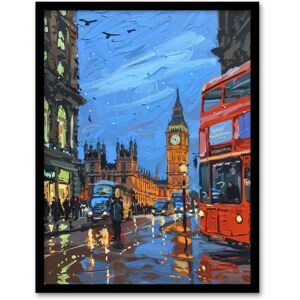 Artery8 Big Ben London on a Rainy Day Painting Iconic Framed Art Print in Blue Size: W12" x H16" Blue W12" x H16" Artery8 Big Ben London on a Rainy Day Painting Iconic Framed Art Print in Blue Size: W12" x H16" Blue W12" x H16"