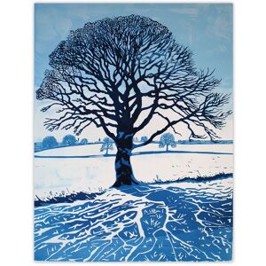 Artery8 Winter Oak Tree Silhouette Snow Field Landscape Wall Art Print in Blue Size: W12" x H16" Blue W12" x H16" Artery8 Winter Oak Tree Silhouette Snow Field Landscape Wall Art Print in Blue Size: W12" x H16" Blue W12" x H16"