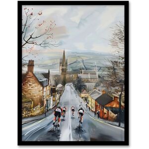 Artery8 Cyclists in Misty Yorkshire Town Street Painting Framed Art Print in Grey Size: W12" x H16" Grey W12" x H16" Artery8 Cyclists in Misty Yorkshire Town Street Painting Framed Art Print in Grey Size: W12" x H16" Grey W12" x H16"