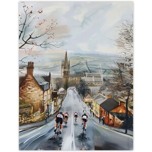 Artery8 Cyclists in Misty Yorkshire Town Street Painting Wall Art Print in Grey Size: W12" x H16" Grey W12" x H16" Artery8 Cyclists in Misty Yorkshire Town Street Painting Wall Art Print in Grey Size: W12" x H16" Grey W12" x H16"