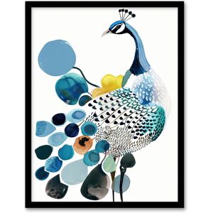 Artery8 Abstract Pattern Peacock Bird Bright Watercolour Framed Wall Art in Blue Size: W12" x H16" Blue W12" x H16" Artery8 Abstract Pattern Peacock Bird Bright Watercolour Framed Wall Art in Blue Size: W12" x H16" Blue W12" x H16"