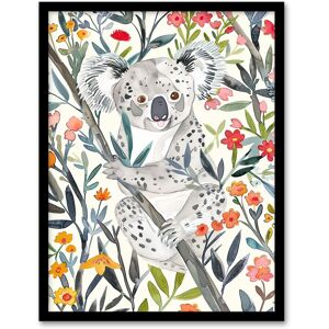 Artery8 Happy Koala Bear on Blooming Tree Watercolour Framed Wall Art Size: W12" x H16" Multicolor W12" x H16" Artery8 Happy Koala Bear on Blooming Tree Watercolour Framed Wall Art Size: W12" x H16" Multicolor W12" x H16"